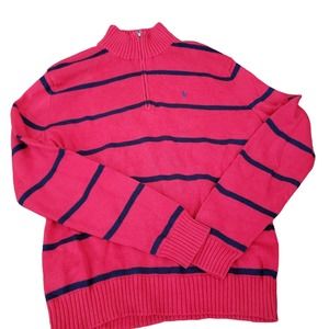 Polo Ralph Lauren Red/Navy Quarter Zip Pullover Men's Small Sweater
